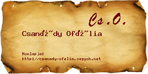 Csanády Ofélia névjegykártya